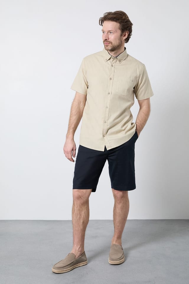 Maine Maine Men's Stone Short Sleeve Linen Blend Shirt - 2