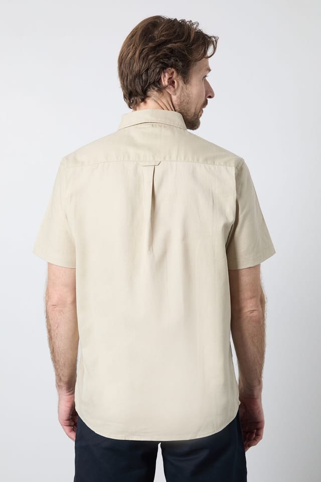 Maine Maine Men's Stone Short Sleeve Linen Blend Shirt - 3