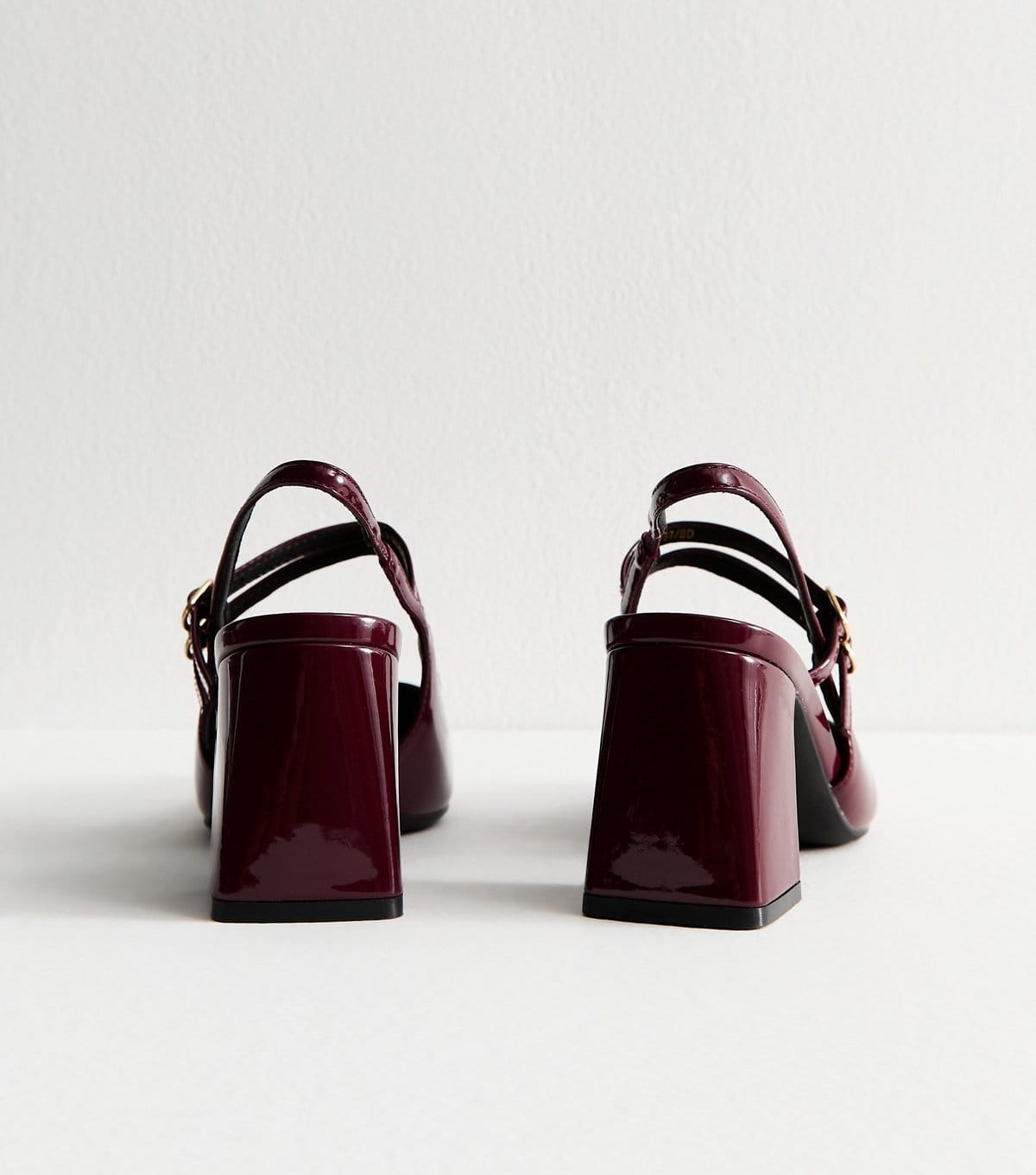 New Look Women's Burgundy Patent Faux Leather Block Heel Mary Jane Shoes Vegan New Look - 4