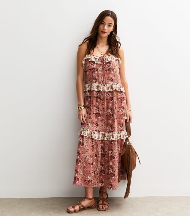 New Look Women's Pink Paisley Floral Print Strappy Maxi Dress New Look - 2