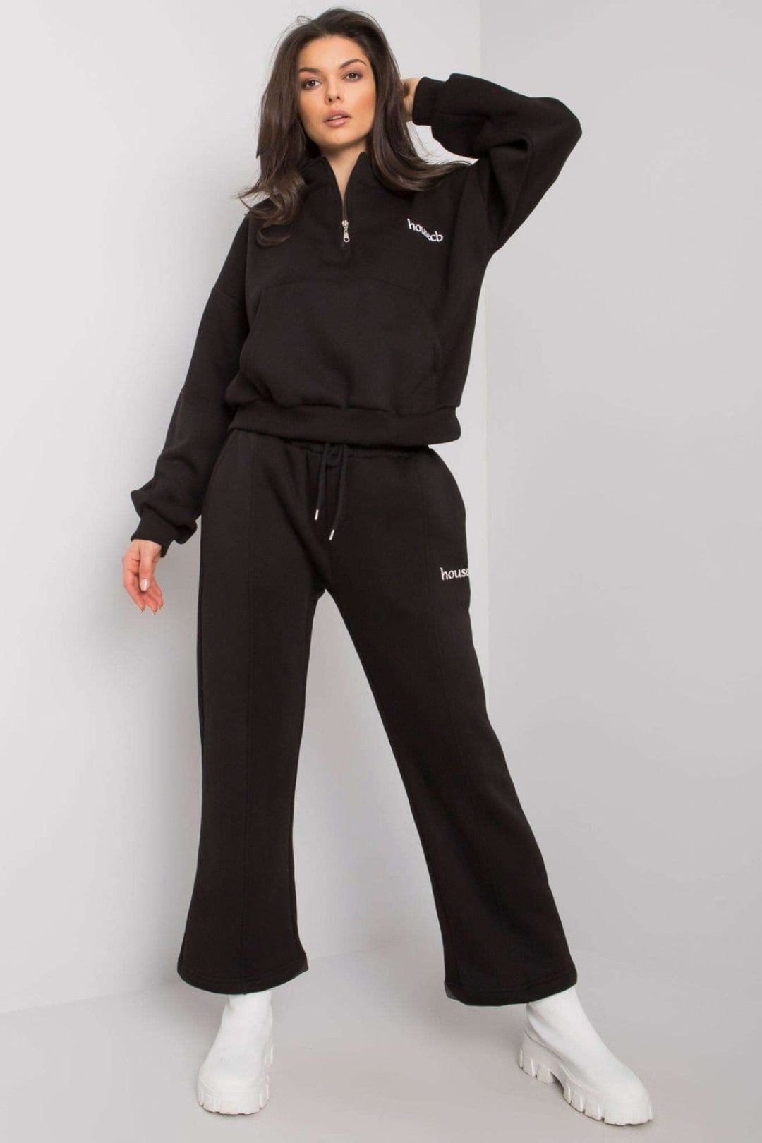 Love Lace Black Long Sleeve Sweatshirt & Jogger Set