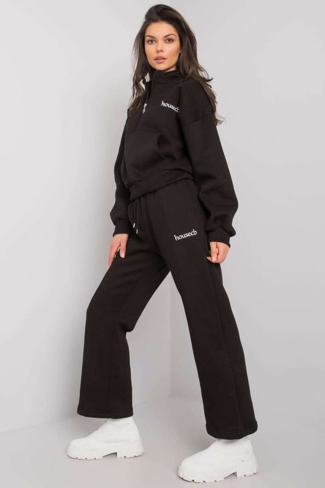 Love Lace Love Lace Women's Long Sleeve Sweatshirt & Tie Waist Jogger Set in Black - 2