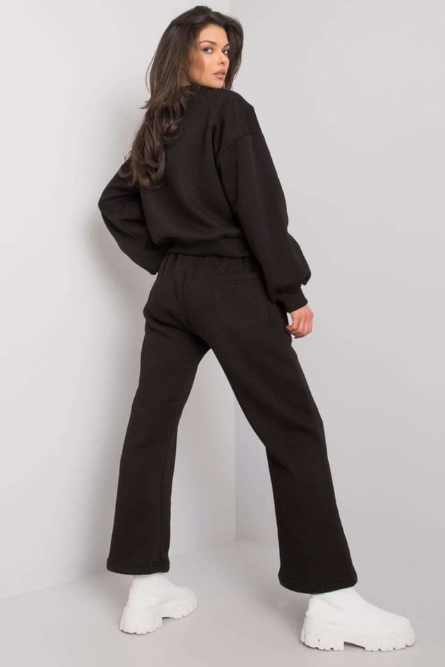 Love Lace Love Lace Women's Long Sleeve Sweatshirt & Tie Waist Jogger Set in Black - 3