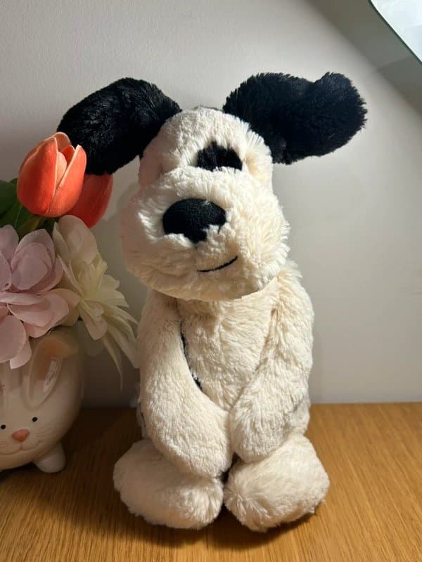 Jellycat jellycat bashful black & cream puppy