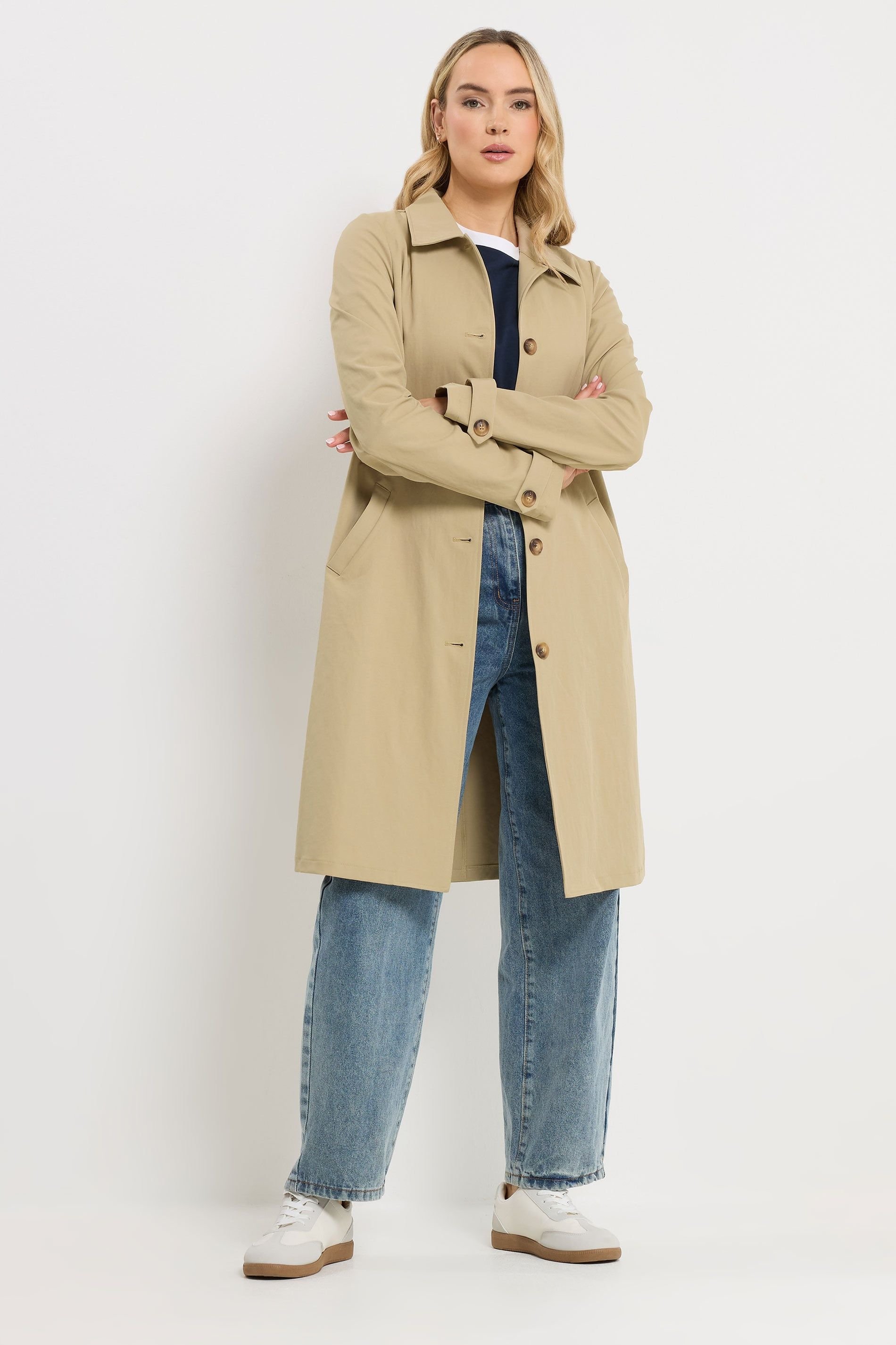 Long Tall Sally Long Tall Sally Women's Tall Button Car Coat in Stone - 3