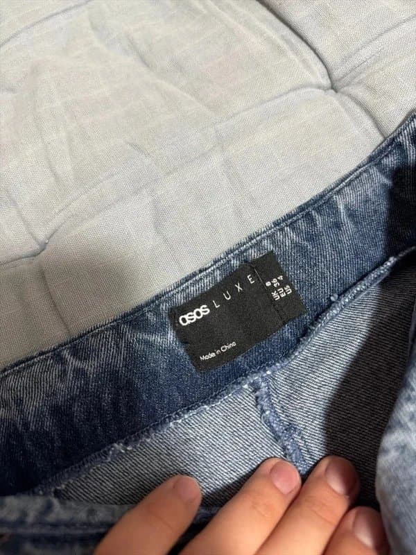 ASOS ASOS Luxe Wide Leg Denim Jeans Corset Detail Mid Blue UK 8 – New Without Tags