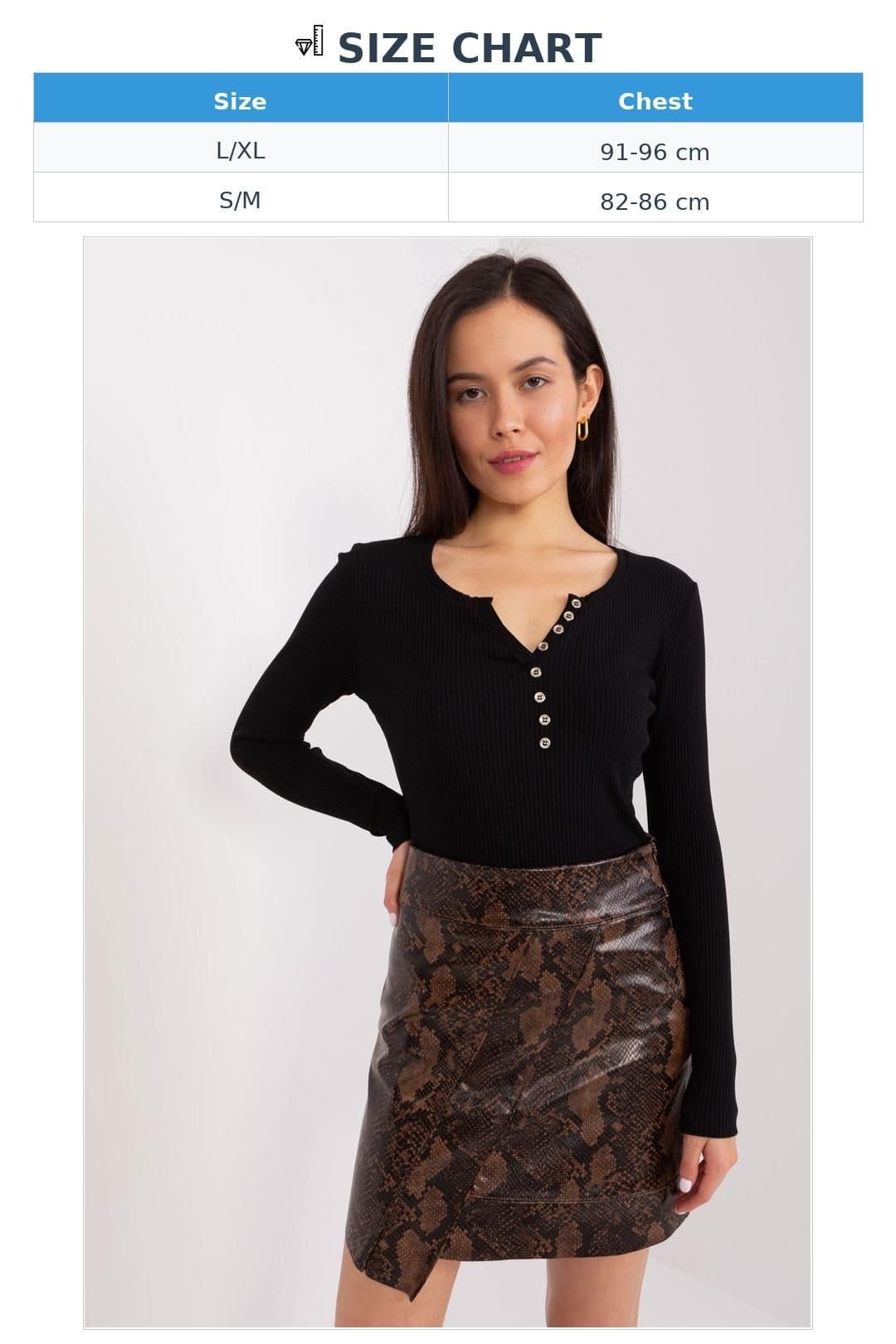 Love Lace Love Lace Women's Cotton Striped Heart Neck Button Blouse in Black - 4