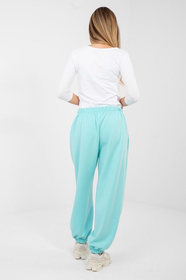 Love Lace Love Lace Women's Viscose Pleated Casual Jogger Trousers in Mint - 3