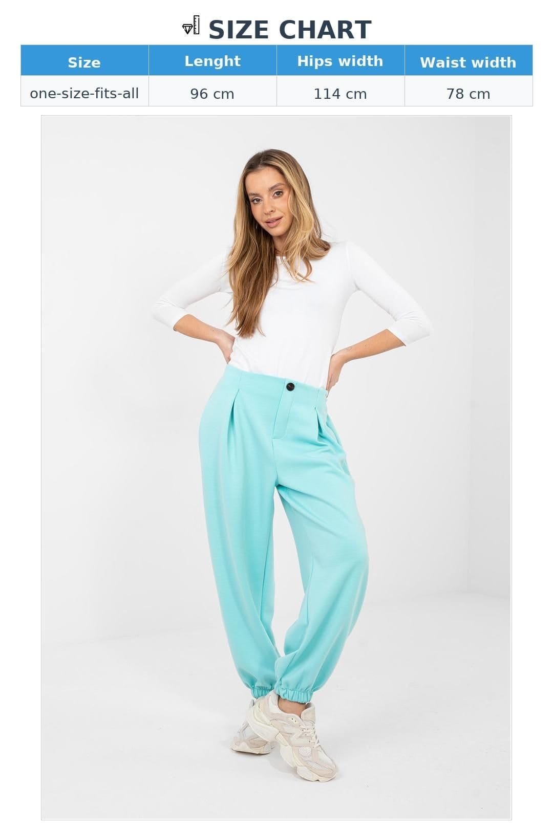 Love Lace Love Lace Women's Viscose Pleated Casual Jogger Trousers in Mint - 4