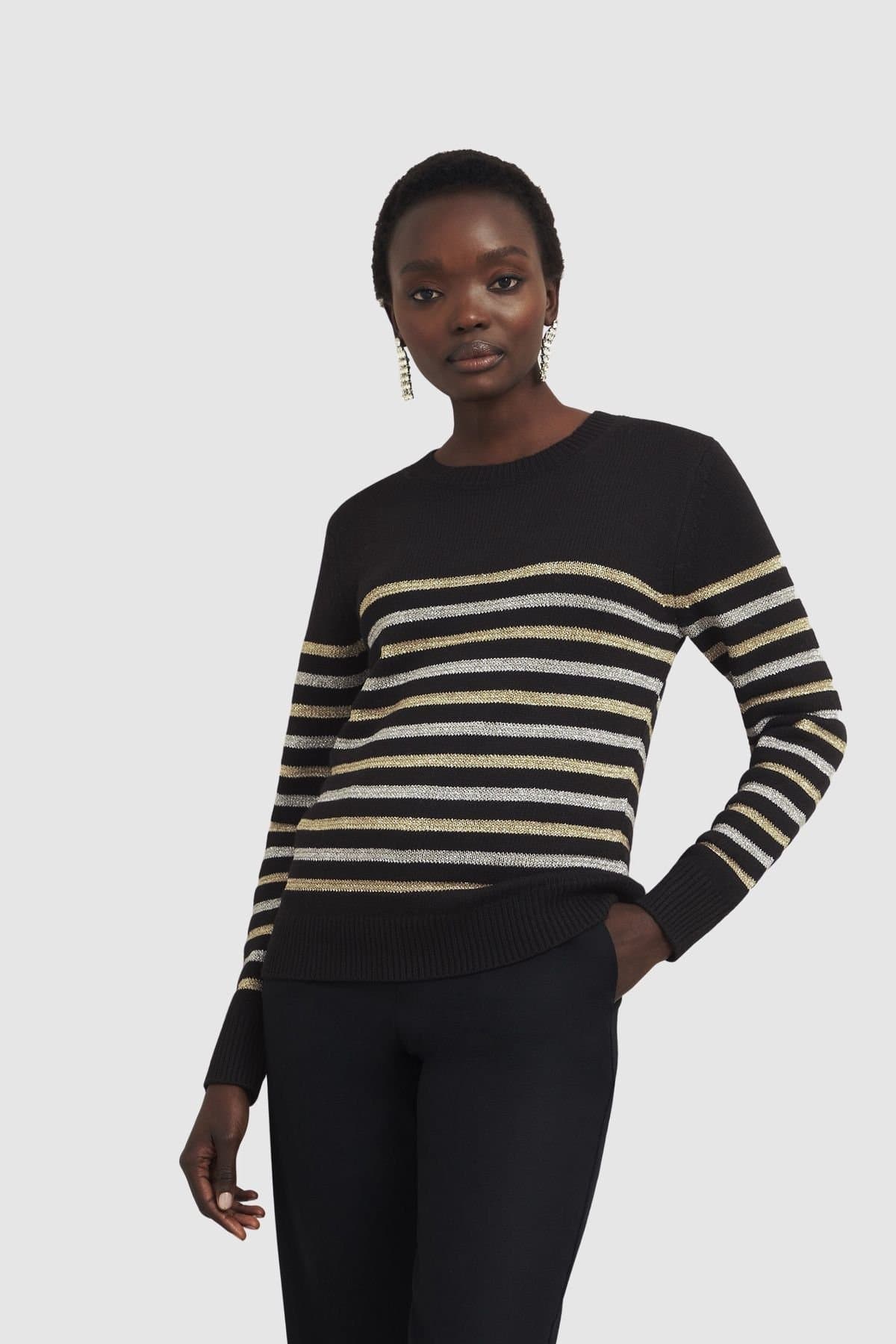 Hobbs London Hobbs London Women's Destiny Stripe Jumper in Black