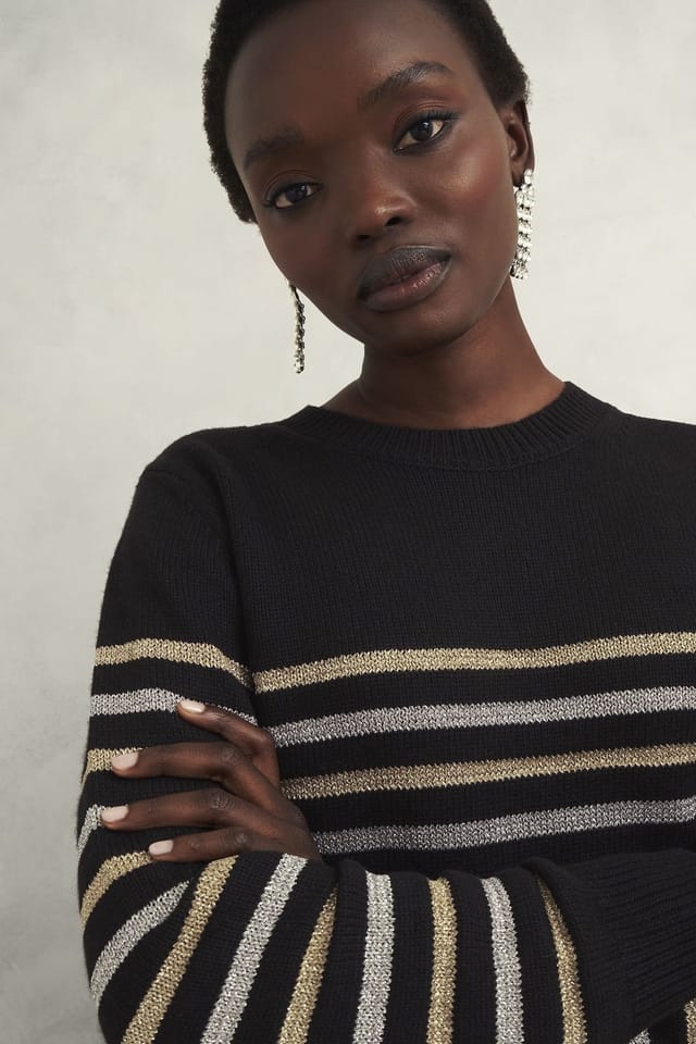 Hobbs London Hobbs London Women's Destiny Stripe Jumper in Black - 3