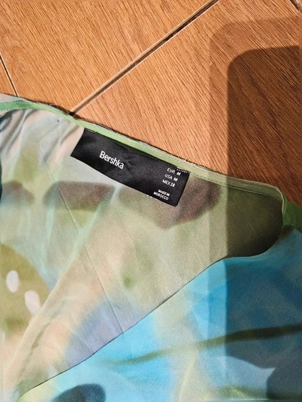 Bershka Turquoise Butterfly Print Chiffon Kimono