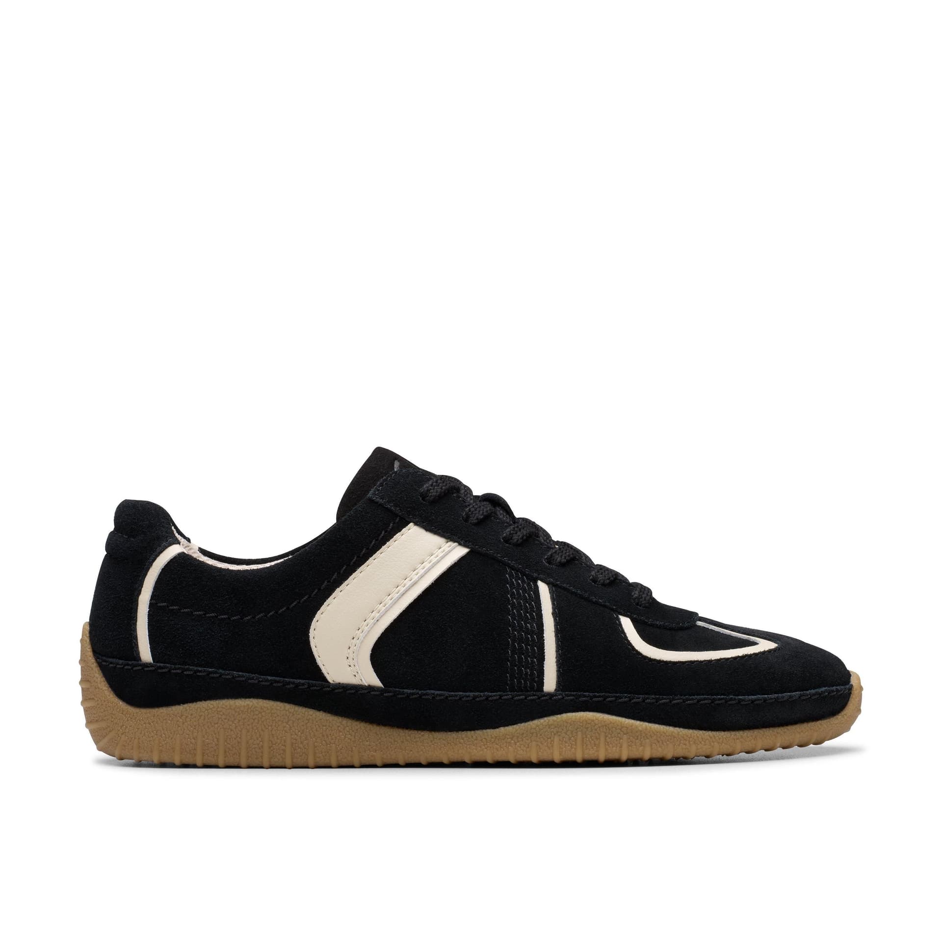 Clarks Clarks Women's Meridor Lo Black Combination Suede Trainers, Lace Up