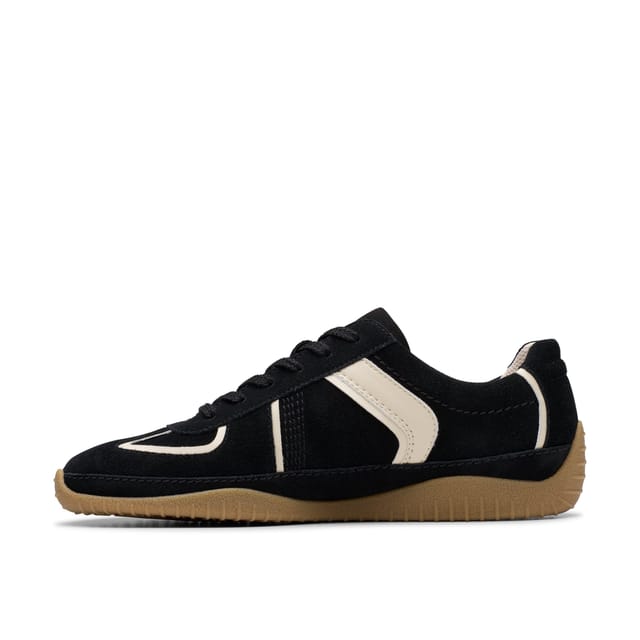 Clarks Clarks Women's Meridor Lo Black Combination Suede Trainers, Lace Up - 2