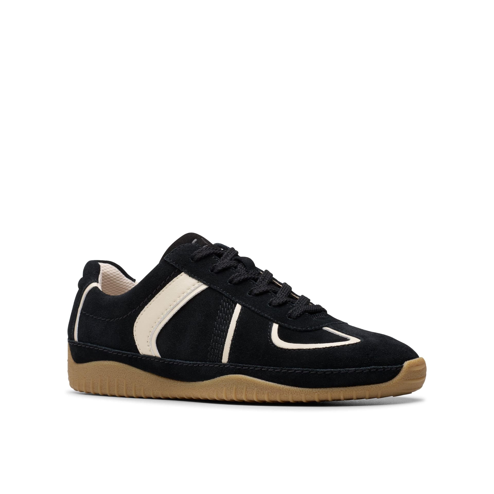 Clarks Clarks Women's Meridor Lo Black Combination Suede Trainers, Lace Up - 4