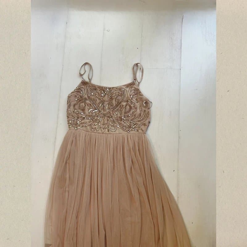 ASOS ASOS Maya Sequin Rose Pink Floor Length Dress with Tulle Skirt Prom/Bridesmaid/Special Occasion