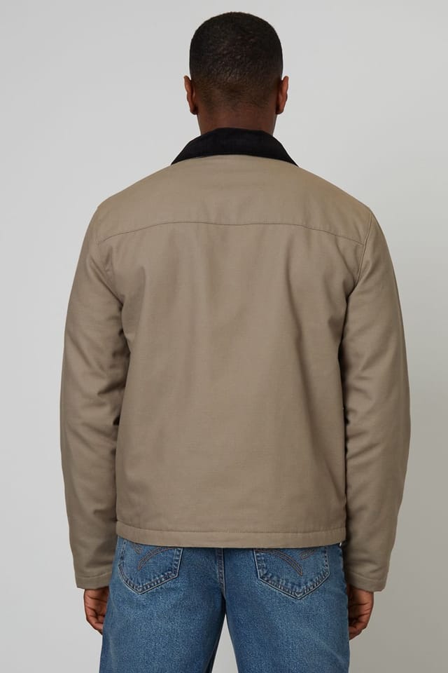 Threadbare Threadbare Men's Zip-Through Lightweight Jacket With Quilting in Taupe - 2