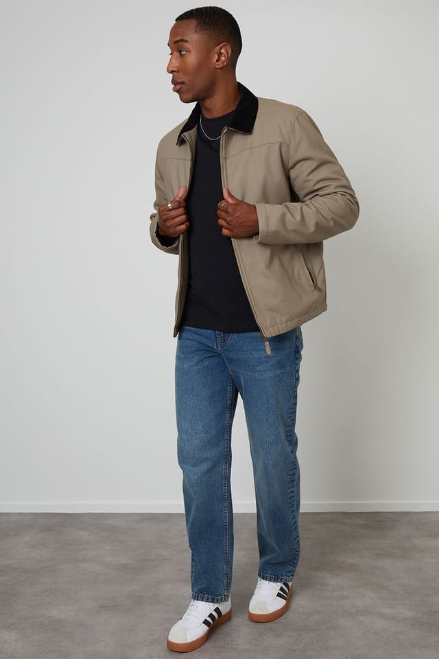 Threadbare Threadbare Men's Zip-Through Lightweight Jacket With Quilting in Taupe - 3