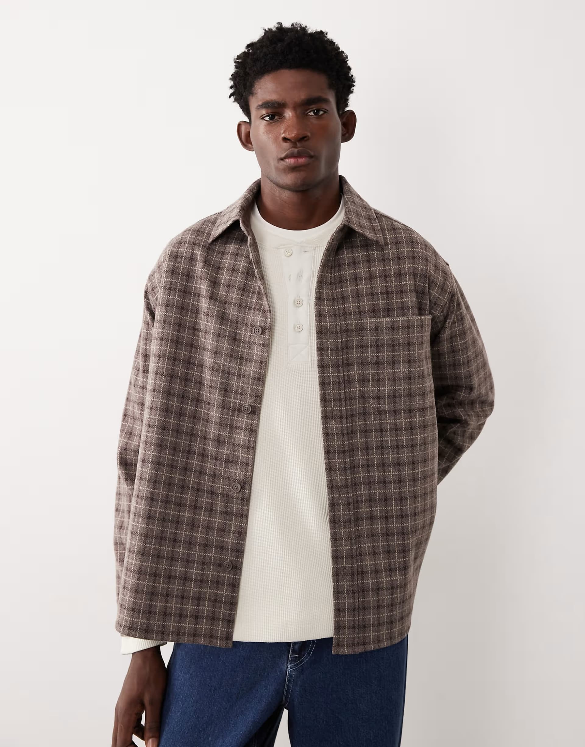 ASOS ASOS COLLECTIVE oversized check overshirt in Brown