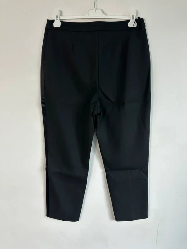 Ted Baker Ted baker £150 tuxedo trousers black satin trim new size 4 Uk 14 tapered mid rise