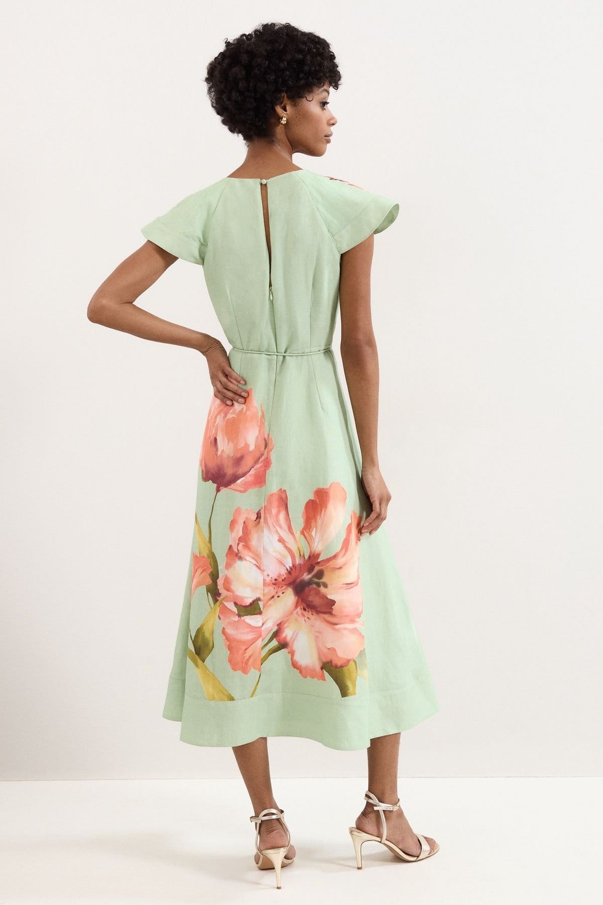 Phase Eight Phase Eight Women's Matilda Ruffle V-Neck Floral Dress in Mint - 4