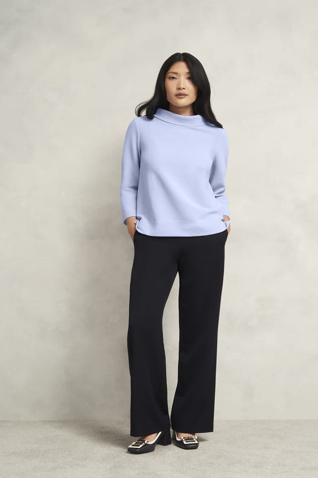 Hobbs London Hobbs London Women's Betsy Funnel Neck Top in Baby Blue - 3