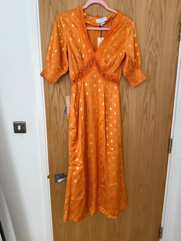 Never Fully Dressed Never Fully Dressed Petite May Gold Fleck occasion wedding Maxi Dress Size 8
