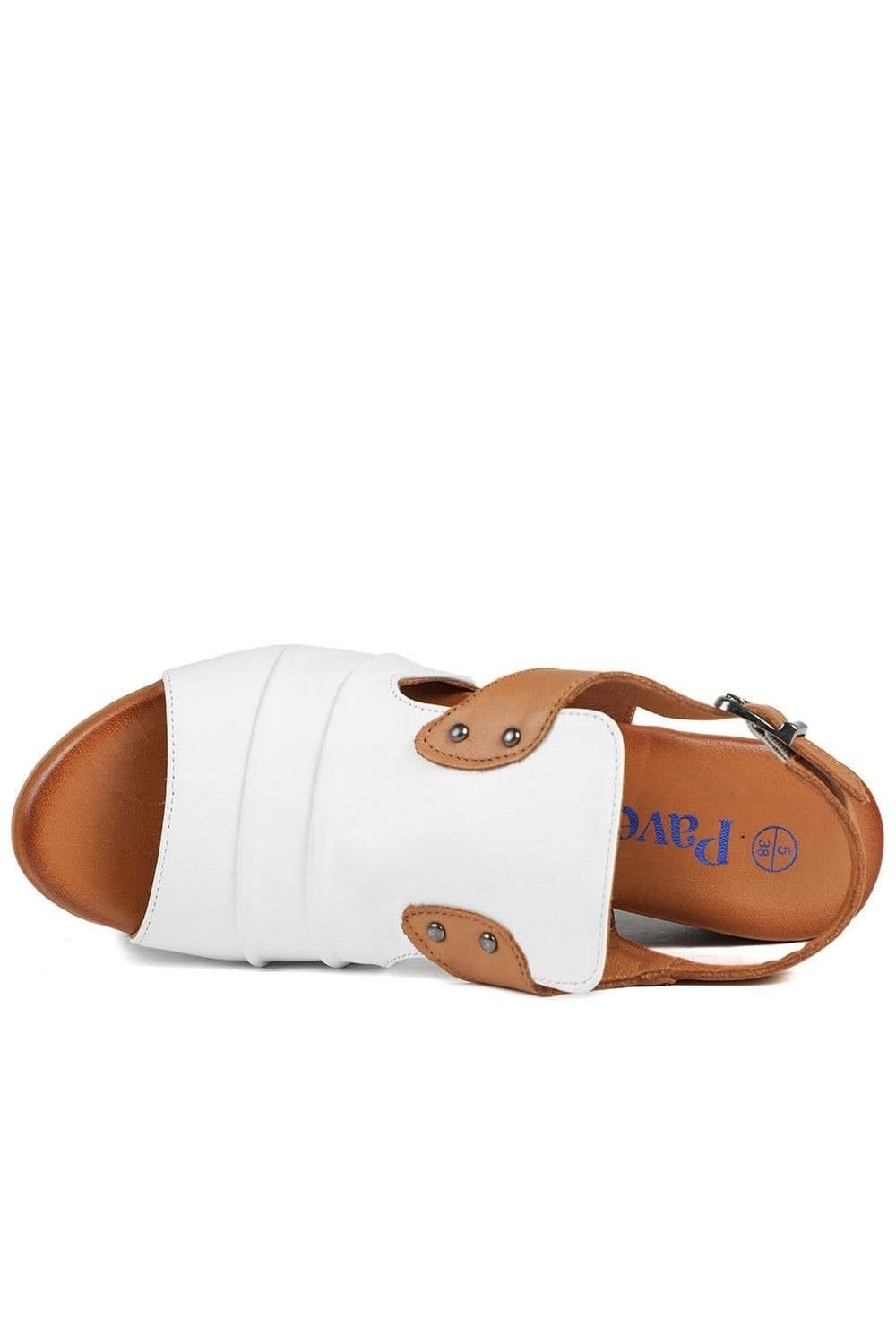 Pavers Pavers Women's Leather Two Tone Block Heel Sandals - 4