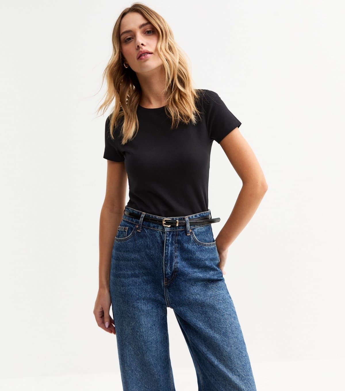 New Look Women's Black Crew Neck Short Sleeve Bodysuit New Look