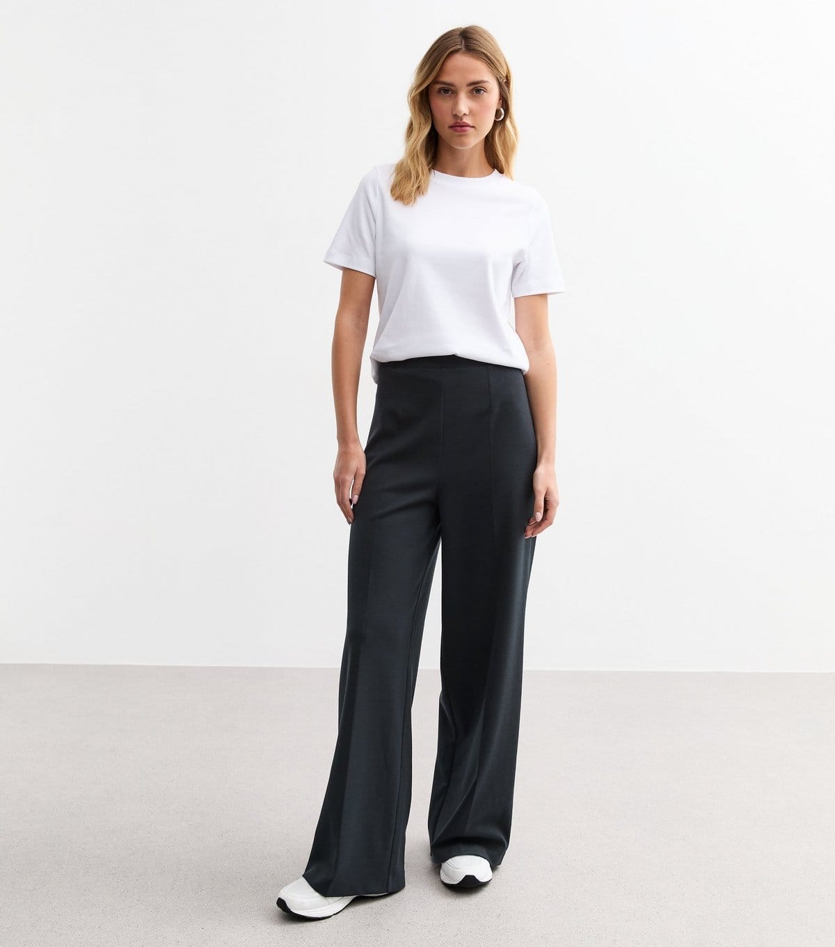 New Look Women's Navy Wide Leg Jersey Tailored Trousers New Look - 1