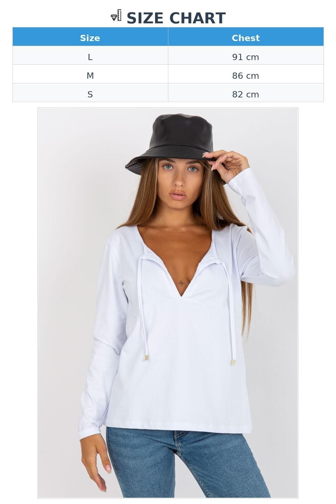 Love Lace Love Lace Women's Long Sleeve Deep Neckline Blouse With Binding in White - 4