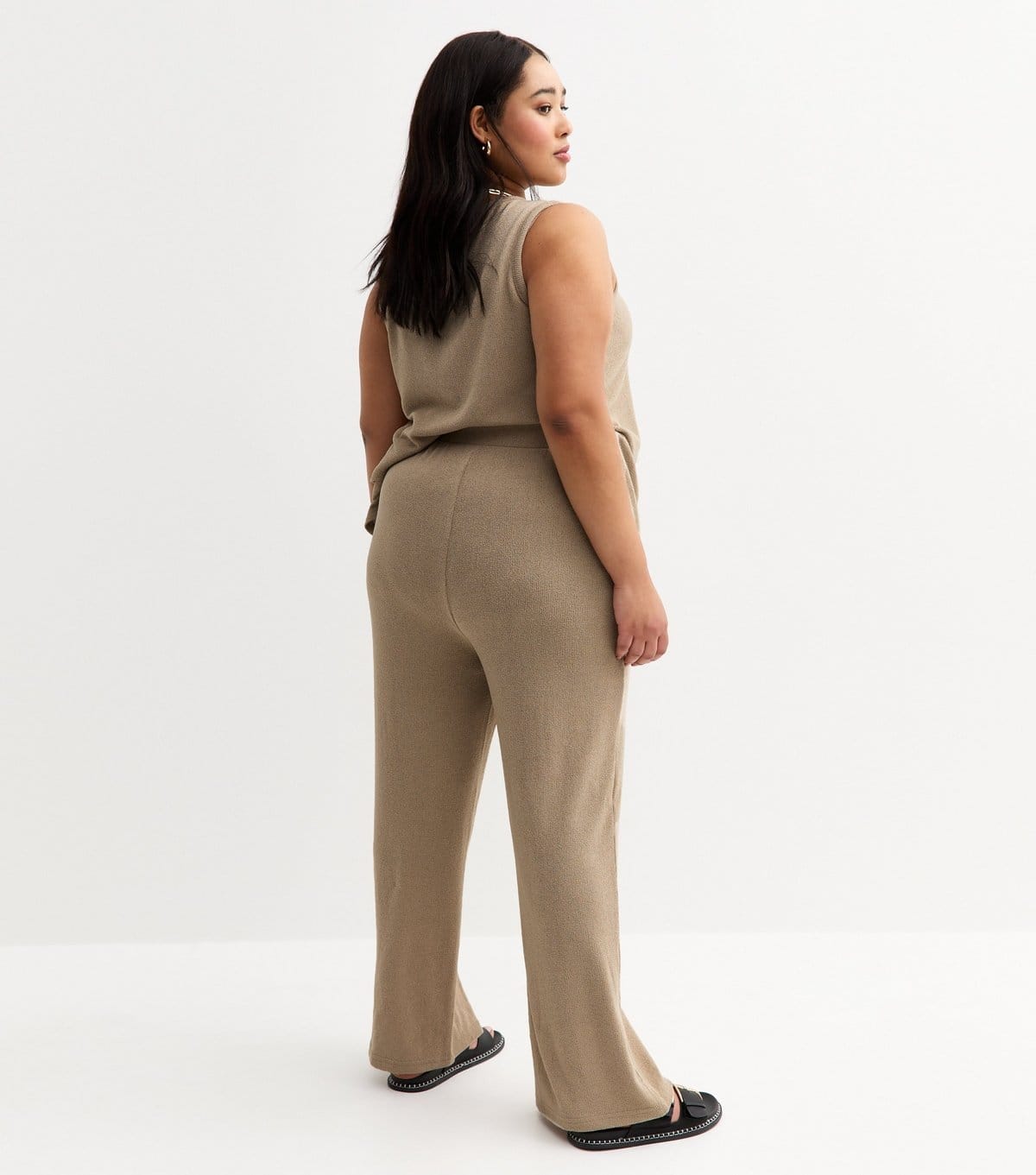 New Look Women's Plus Size Mink Soft Touch Wide Leg Trousers Curves New Look - 4