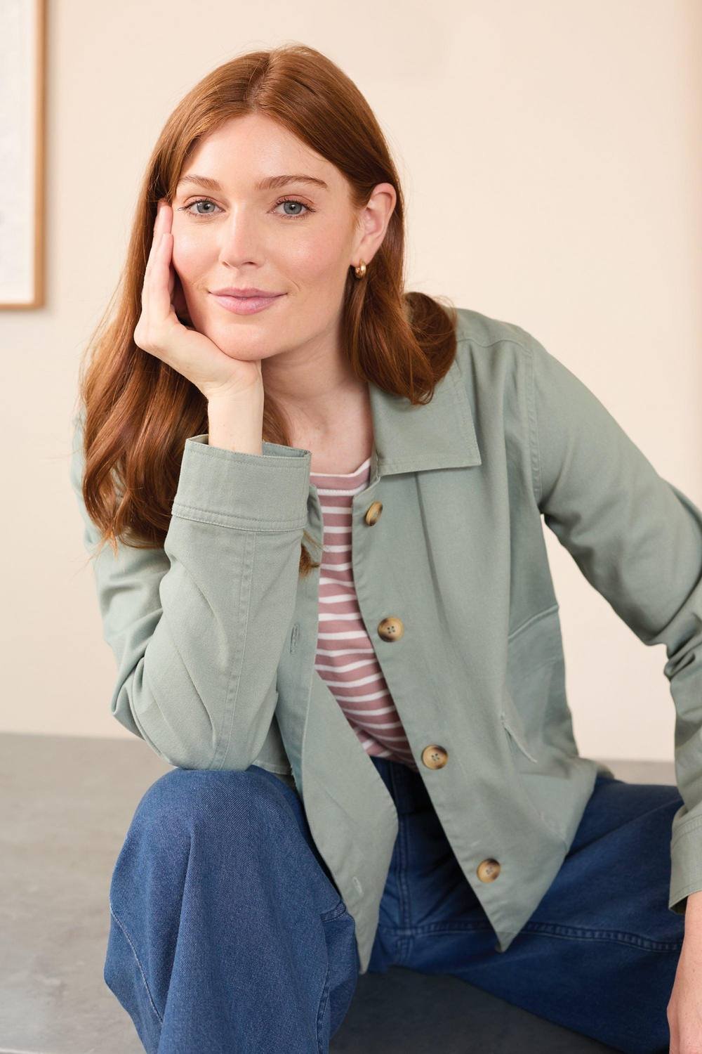 Lily & Me Lily & Me Women's Effie Stretch Cotton Twill Jacket in Green - 2