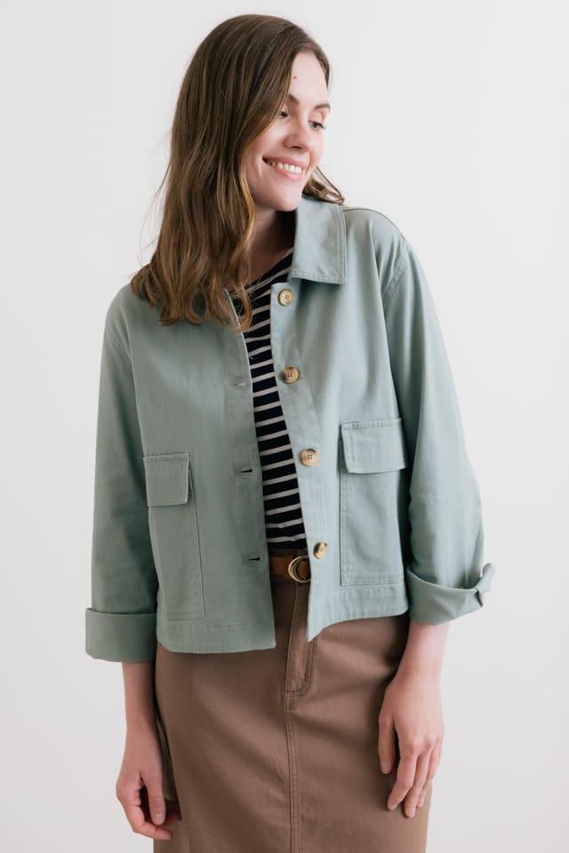 Lily & Me Lily & Me Women's Effie Stretch Cotton Twill Jacket in Green - 2