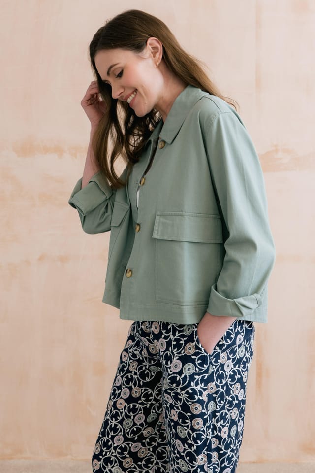 Lily & Me Lily & Me Women's Effie Stretch Cotton Twill Jacket in Green - 3