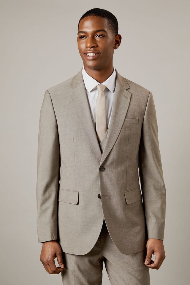 Burton Burton Men's Light Brown Tailored Fit Suit Jacket - 2