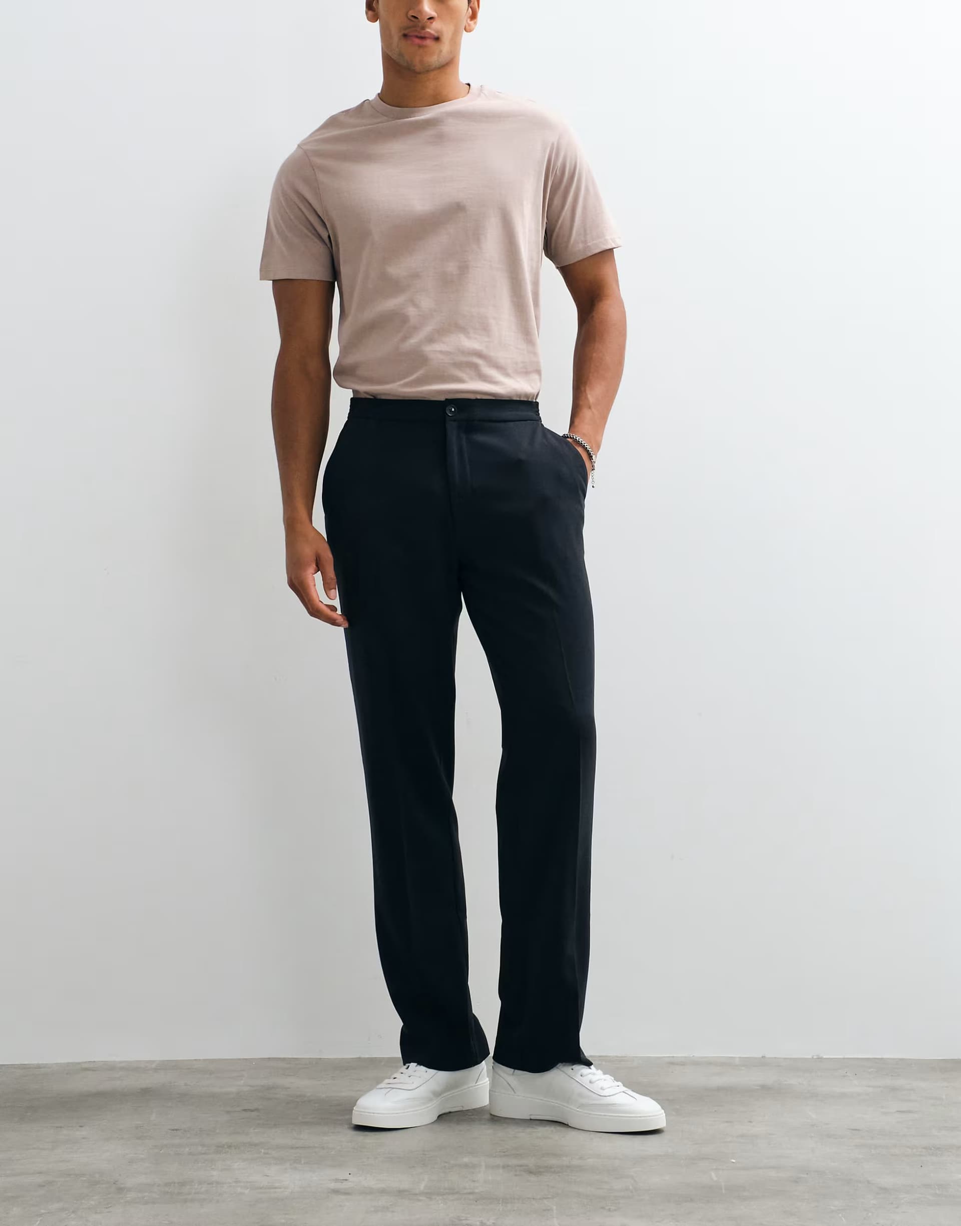 ASOS ASOS DESIGN FlexMax™ smart straight trousers in black with elasticated waist
