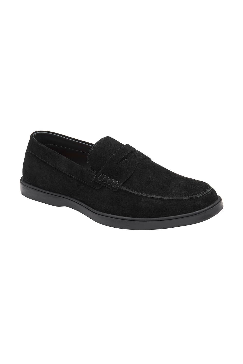 Frank Wright Frank Wright Men's Suede 'Horn' Penny Loafers in Black - 2