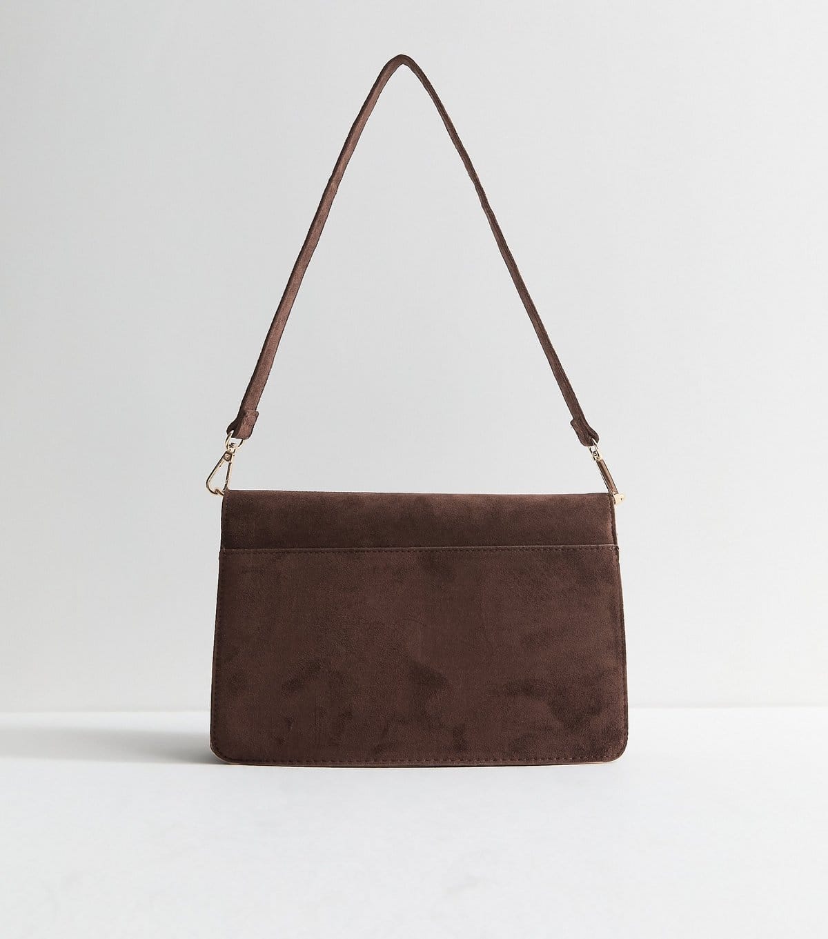 New Look Dark Brown Faux Suede Sculpted Buckle Shoulder Bag New Look - 4