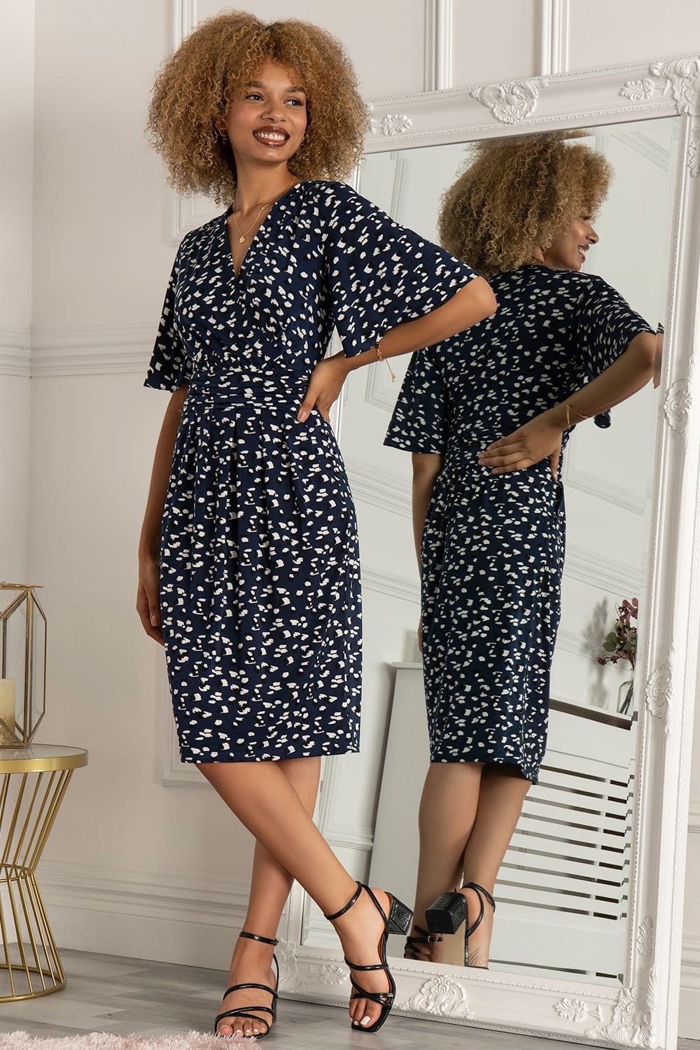 Jolie Moi Jolie Moi Women's Elesia Flare Sleeve Shift Dress in Teal - 4