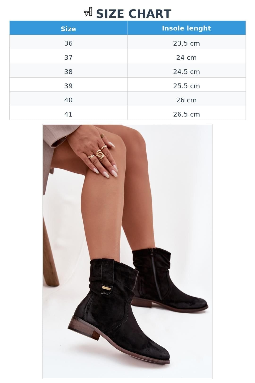 Love Lace Love Lace Women's Soft Suede Ankle Boots Low Heel Insulated Zipper Rounded Toe in Black - 4