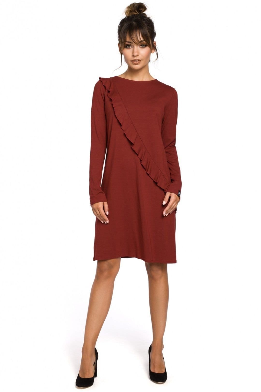 Love Lace Red Long Sleeve Frill Dress