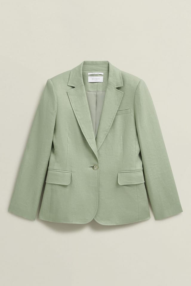Hobbs London Hobbs London Women's Marietta Tailored Linen Blazer in Mint - 2
