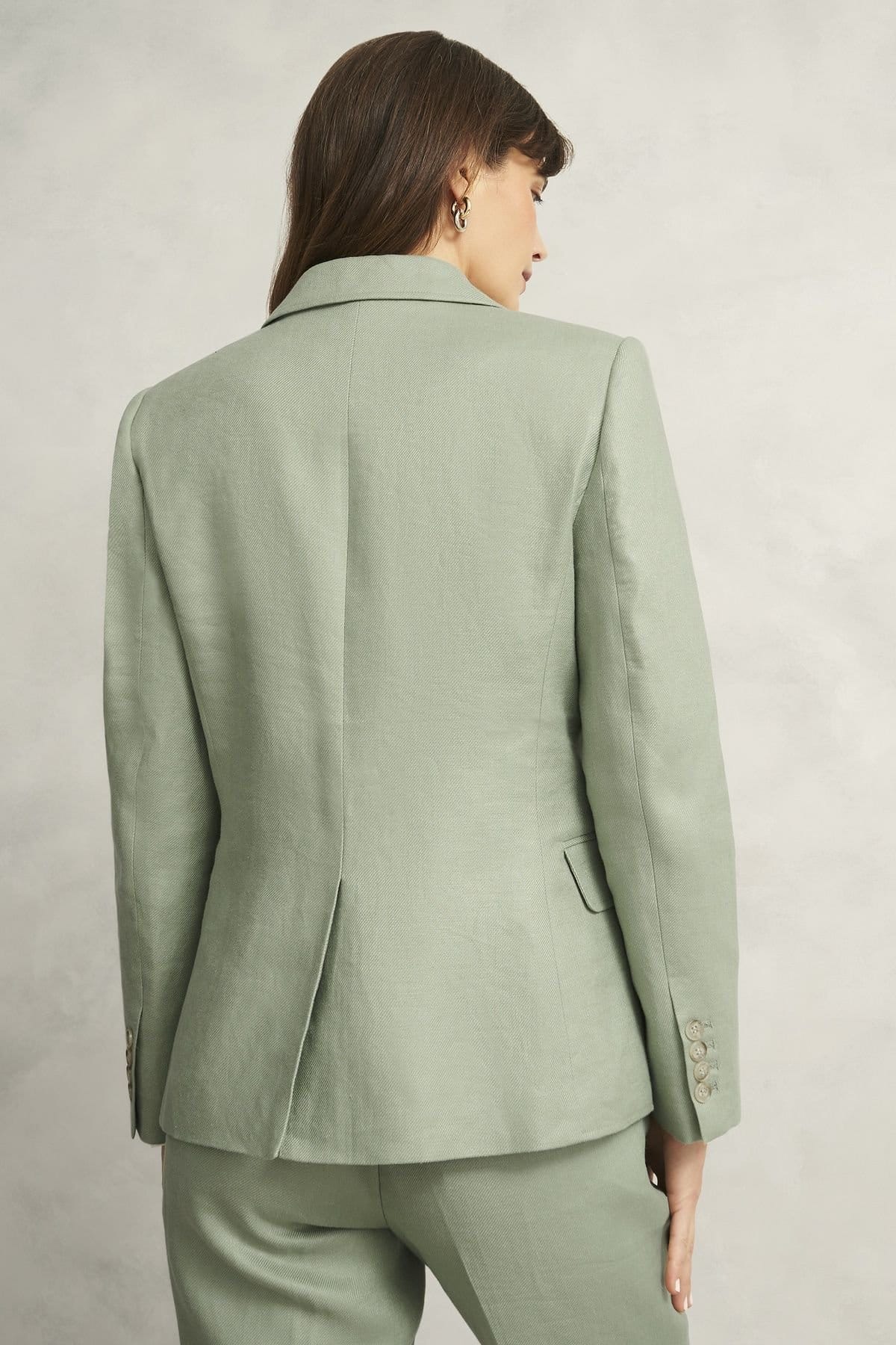 Hobbs London Hobbs London Women's Marietta Tailored Linen Blazer in Mint - 4