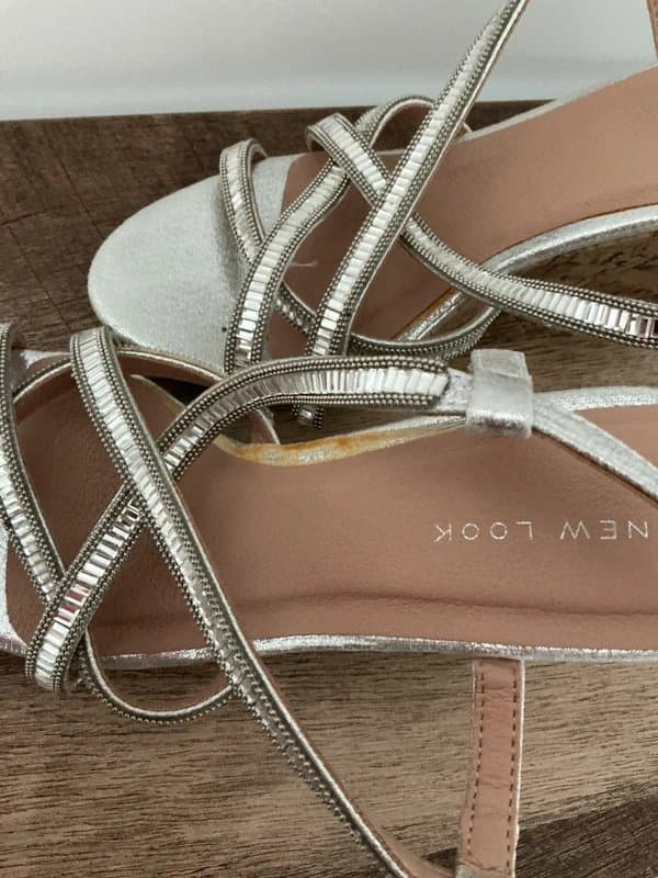 New Look New Look Silver Embellished Cork Wedge Sandals - UK 5