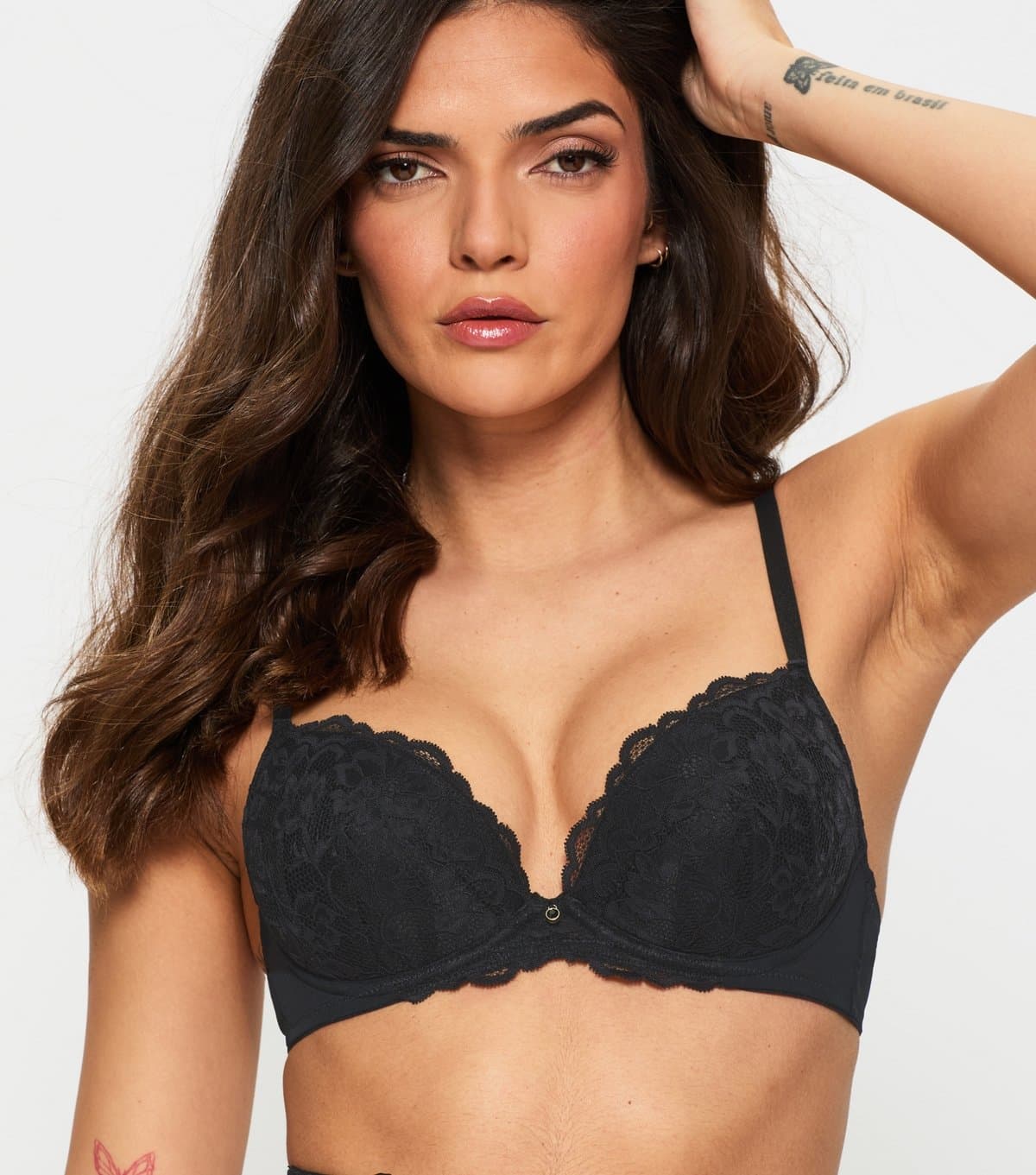 Ann Summers Women's Black Lace Padded Plunge Bra Ann Summers New Look