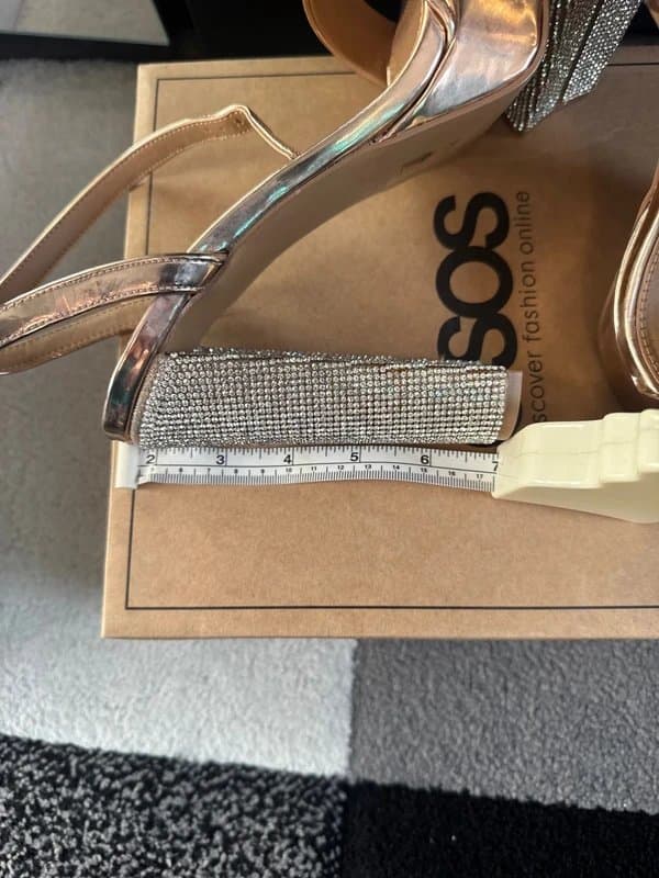 ASOS Brand New ASOS Design Luxe Wide Fit Nutshell Embellished Heels Rose Gold - 7