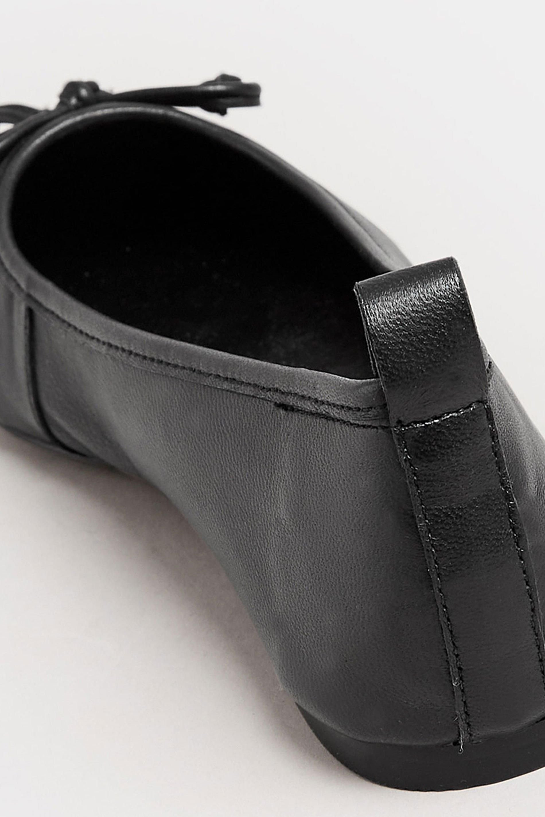 Long Tall Sally Long Tall Sally Women's Leather Ballerina Pumps in Black - 3