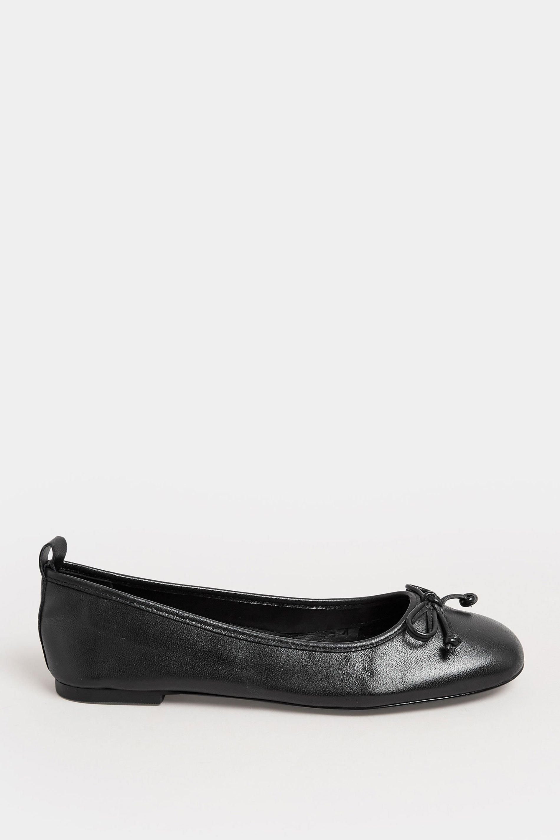 Long Tall Sally Long Tall Sally Women's Leather Ballerina Pumps in Black - 4