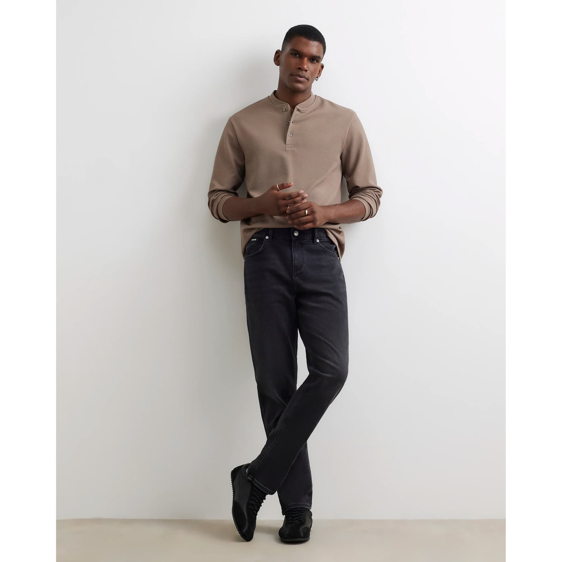 River Island Mens River Island Black Slim Fit Washed Jeans